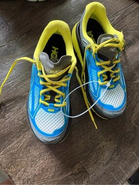 Sold out color way on site Hoka Unisex Running Shoe — Blue with Yellow Accents